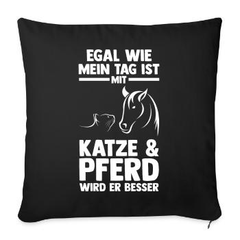 Katzen Pferdeliebhaber Katzenliebhaber Pferde - Sofakissenbezug 45 x 45 cm - Schwarz - Vorne