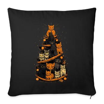 Katzen Tannenbaum Weihnachten Christbaum - Sofakissenbezug 45 x 45 cm - Schwarz - Vorne