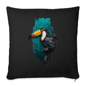Colorful Toucan Bird in Tropical Paradise - Sofa pillowcase 17,3'' x 17,3'' (45 x 45 cm) - black - Front