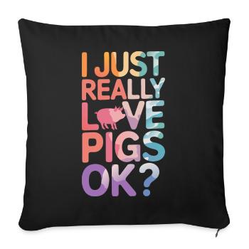 Animal cochon - Housse de coussin décorative 45 x 45 cm - noir - Devant