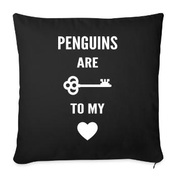 Penguins are the key to my heart - Sofa pillowcase 17,3'' x 17,3'' (45 x 45 cm) - black - Front