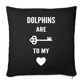 Dolphins are the key to my heart - Sofa pillowcase 17,3'' x 17,3'' (45 x 45 cm) - black - Front