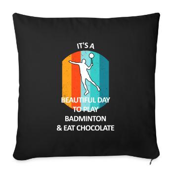 Badminton Badminton Badminton Player Chocolat - Housse de coussin décorative 45 x 45 cm - noir - Devant