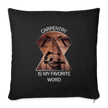 Charpentier, charpentier, charpentier, charpentier, artisan, bois - Housse de coussin décorative 45 x 45 cm - noir - Devant