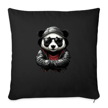 Panda Hoodie - Cool Panda - Sofa pillowcase 17,3'' x 17,3'' (45 x 45 cm) - black - Front