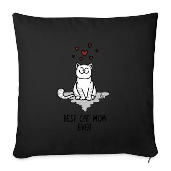 Best Cat mom ever - für die beste Katzenmama - Sofa pillowcase 17,3'' x 17,3'' (45 x 45 cm) - black - Front