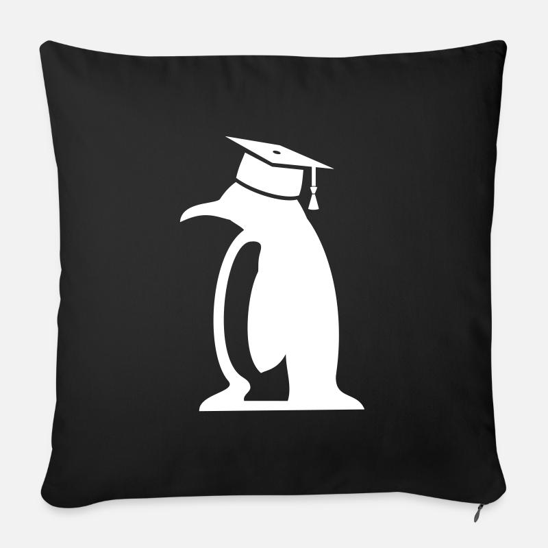 Pinguin mit Doktorhut, Geschenk für Doktorarbeit - Sofakissenbezug 45 x 45 cm - Schwarz