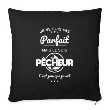 Pêche - Pas parfait mais pêcheur - Housse de coussin décorative 45 x 45 cm - noir - Devant
