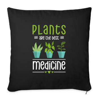 Herbe médicinale Maladie du médecin en bonne santé - Housse de coussin décorative 45 x 45 cm - noir - Devant