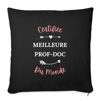 Certifiée meilleure prof doc du monde - Housse de coussin décorative 45 x 45 cm - noir - Devant
