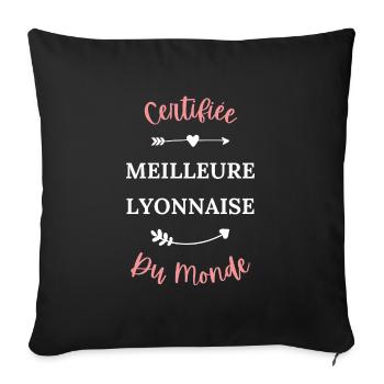 Certifiée meilleure lyonnaise du monde - Housse de coussin décorative 45 x 45 cm - noir - Devant