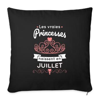 Anniversaire - Les princesses naissent en Juillet - Housse de coussin décorative 45 x 45 cm - noir - Devant