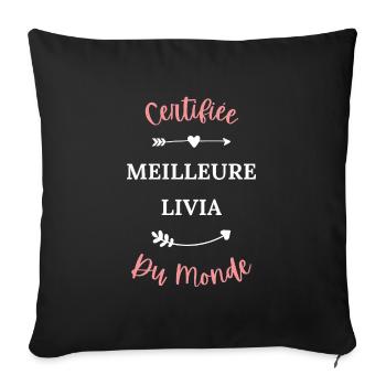 Certifiée meilleure livia du monde - Housse de coussin décorative 45 x 45 cm - noir - Devant