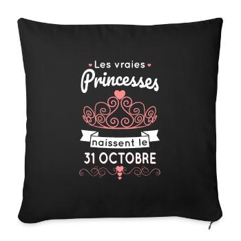 Anniversaire - Princesses naissent le 31 Octobre - Housse de coussin décorative 45 x 45 cm - noir - Devant