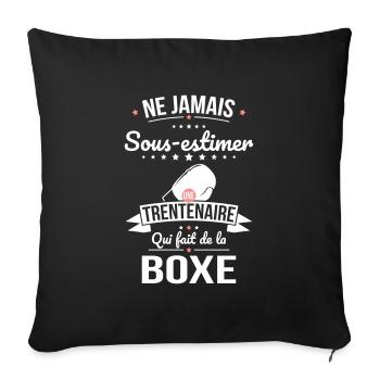 Sous-estimer une trentenaire qui fait de la boxe - Housse de coussin décorative 45 x 45 cm - noir - Devant