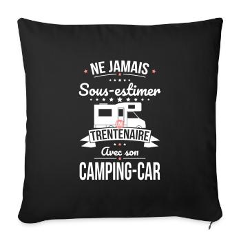 Sous-estimer une trentenaire avec son camping-car - Housse de coussin décorative 45 x 45 cm - noir - Devant