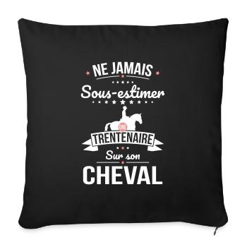 Sous-estimer une trentenaire sur son cheval - Housse de coussin décorative 45 x 45 cm - noir - Devant