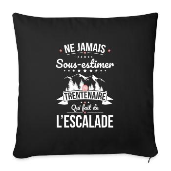 Sous-estimer trentenaire qui fait de l'escalade - Housse de coussin décorative 45 x 45 cm - noir - Devant