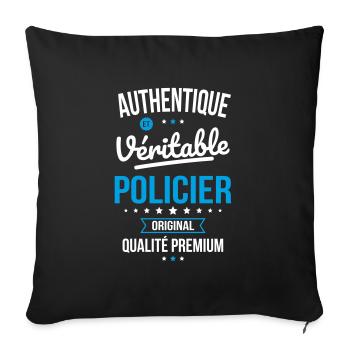 Authentique et véritable policier - Original - Housse de coussin décorative 45 x 45 cm - noir - Devant