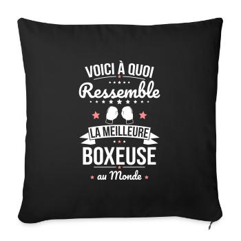 Voici à quoi ressemble la meilleure boxeuse - Housse de coussin décorative 45 x 45 cm - noir - Devant