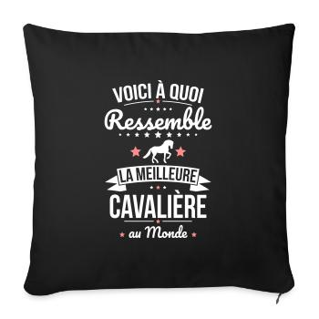 Voici à quoi ressemble la meilleure cavalière - Housse de coussin décorative 45 x 45 cm - noir - Devant