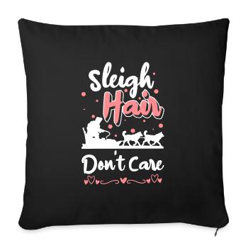 Tobogganing Christmas Winter Sports Wooden Sledge - Sofa pillowcase 17,3'' x 17,3'' (45 x 45 cm) - black - Front