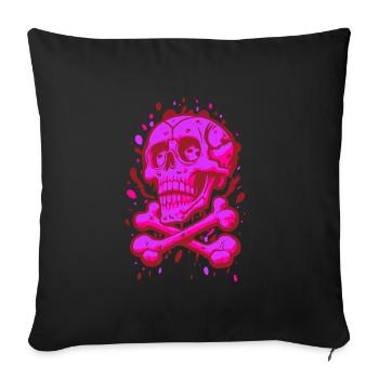Graffiti Crâne de Pirate Rose - Housse de coussin décorative 45 x 45 cm - noir - Devant