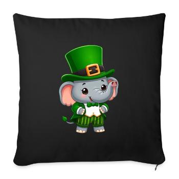 St. Patricks Day Elefant Grün - Sofakissenbezug 45 x 45 cm - Schwarz - Vorne