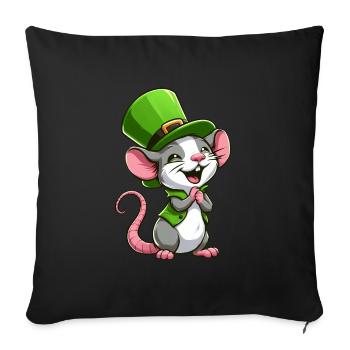 St. Patrick's Niedliche Ratte - Sofakissenbezug 45 x 45 cm - Schwarz - Vorne