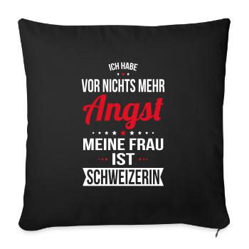 My wife is Swiss - gift idea humor - Sofa pillowcase 17,3'' x 17,3'' (45 x 45 cm) - black - Front