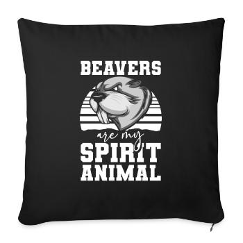 Beaver Bober Natural Wood - Sofa pillowcase 17,3'' x 17,3'' (45 x 45 cm) - black - Front