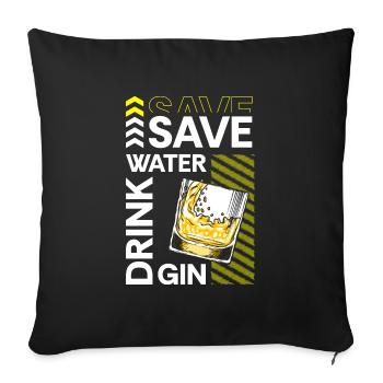 Gin Drinks Drink Long Drink - Sofa pillowcase 17,3'' x 17,3'' (45 x 45 cm) - black - Front