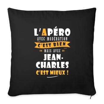 Jean-Charles Cadeau Humour jean charles - Housse de coussin décorative 45 x 45 cm - noir - Devant
