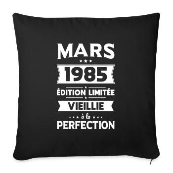 Anniversaire 40 ans - Mars 1985 Perfection - Housse de coussin décorative 45 x 45 cm - noir - Devant