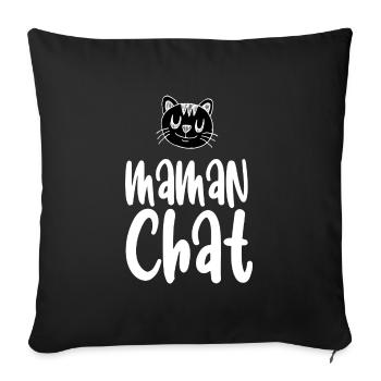 Maman chat. Maman d'un chat. - Housse de coussin décorative 45 x 45 cm - noir - Devant