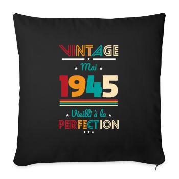 80 Jahre Jubiläum - Jahrgang - Mai 1945 - Sofakissenbezug 45 x 45 cm - Schwarz - Vorne