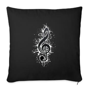 La peinture de Clef éclabousse l'idée de cadeau de musicien - Housse de coussin décorative 45 x 45 cm - noir - Devant