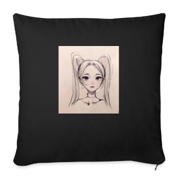 Anime Girl - Sofakissenbezug 45 x 45 cm - Schwarz - Vorne