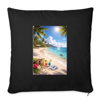Tropical Beach Dream Palm Tree Paradise - Sofa pillowcase 17,3'' x 17,3'' (45 x 45 cm) - black - Front