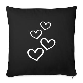 Coeurs Symbole Amour - Housse de coussin décorative 45 x 45 cm - noir - Devant