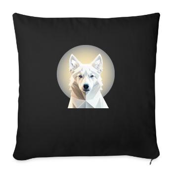 cooler Weisser Schäferhund im Mondschein Kubismus - Sofakissenbezug 45 x 45 cm - Schwarz - Vorne