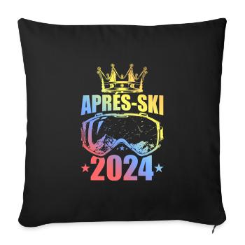 Après Ski 2024 Mountains Saying Colorful - Sofa pillowcase 17,3'' x 17,3'' (45 x 45 cm) - black - Front