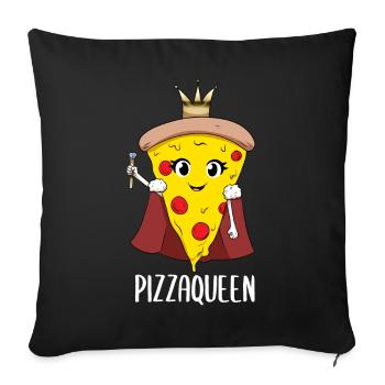 Pizza Queen Girl Women Pizza Queen - Sofa pillowcase 17,3'' x 17,3'' (45 x 45 cm) - black - Front