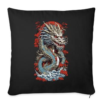 Mysticisme du dragon dans la gravure sur bois de couleur ukiyo-e - Housse de coussin décorative 45 x 45 cm - noir - Devant