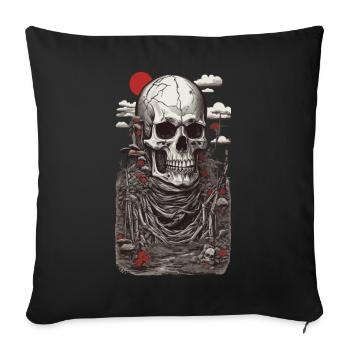 Squelette gothique japonais L’esthétique vintage du Japon - Housse de coussin décorative 45 x 45 cm - noir - Devant