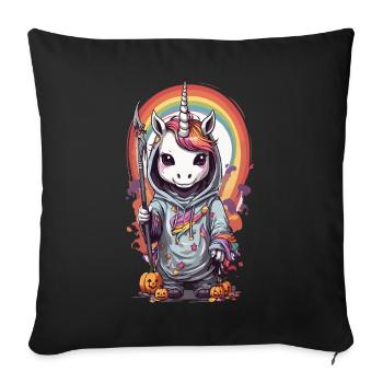 Halloween Einhorn Magie und Regenbogen - Sofakissenbezug 45 x 45 cm - Schwarz - Vorne