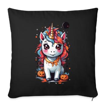 Kawaii gothique Licorne mystique Halloween sort - Housse de coussin décorative 45 x 45 cm - noir - Devant