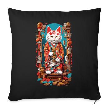 Esthétique Japon chat porte-bonheur chat Design - Housse de coussin décorative 45 x 45 cm - noir - Devant