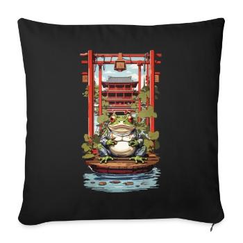 Japanese Lucky Charm Frog Aesthetic Design - Sofa pillowcase 17,3'' x 17,3'' (45 x 45 cm) - black - Front