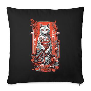 Vintage Cat Japanese Cat Art Retro Design - Sofa pillowcase 17,3'' x 17,3'' (45 x 45 cm) - black - Front